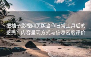 把柚子影视网页版当作日常工具后的感受：内容呈现方式与信息密度评价