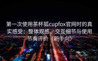 第一次使用茶杯狐cupfox官网时的真实感受：整体观感、交互细节与使用节奏评价（新手向）