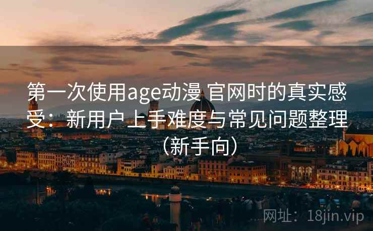 第一次使用age动漫 官网时的真实感受：新用户上手难度与常见问题整理（新手向）-第1张图片