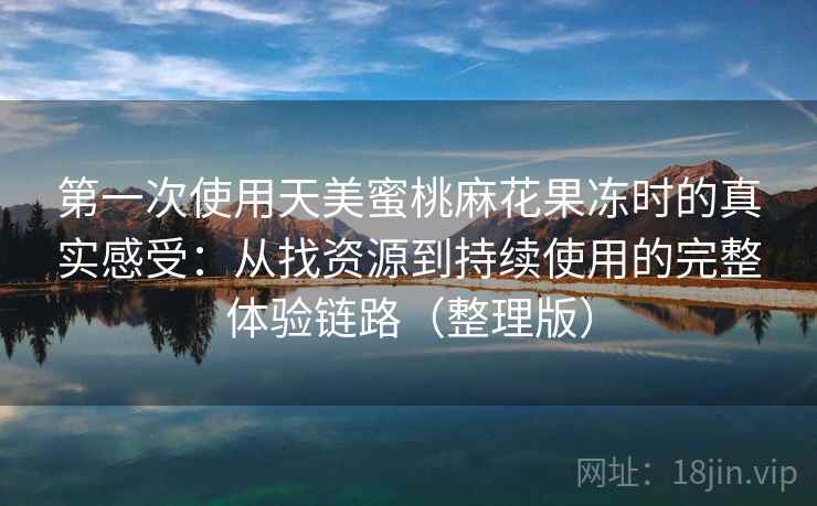 第一次使用天美蜜桃麻花果冻时的真实感受：从找资源到持续使用的完整体验链路（整理版）-第2张图片